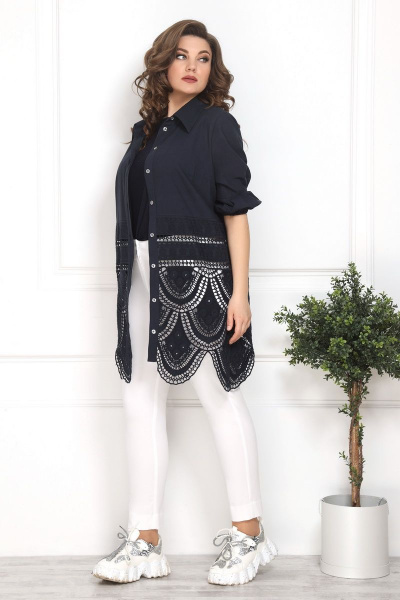 Блуза, брюки, кардиган Solomeya Lux 799 синий - фото 3