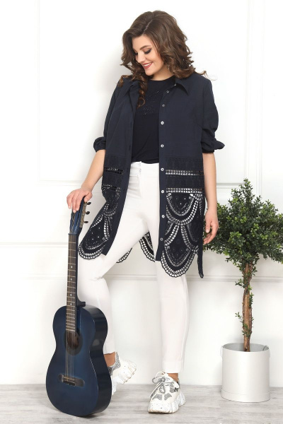 Блуза, брюки, кардиган Solomeya Lux 799 синий - фото 1