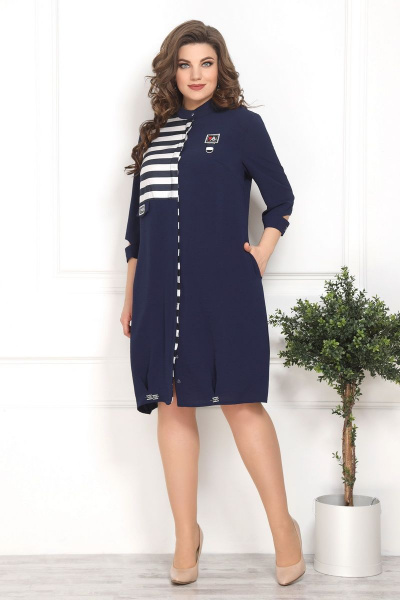 Платье из текстиля с застежкой на пуговицах и складками Solomeya Lux 804 - фото 1