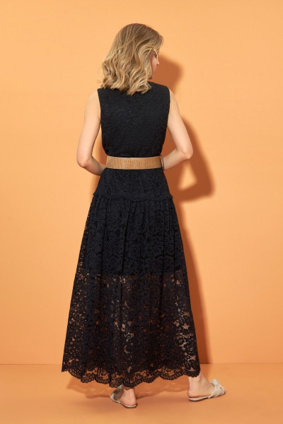 Демисезонное кружевное платье на подкладке DILIA 0487 черный - фото 3