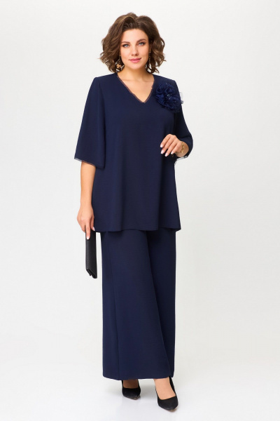 Блуза и брюки нарядный костюм шифон в стиле офис Svetlana-Style 1933 синий - фото 1