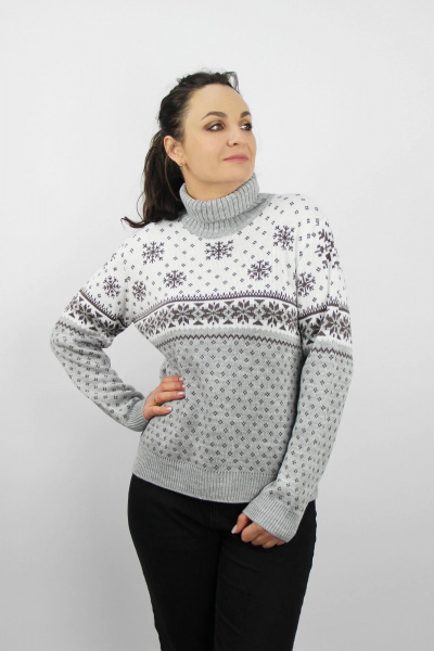 Женский вязаный свитер с круглым воротником и длинным рукавом Полесье С3698-22 2С5266-Д43 158,164 кофейный - фото 1