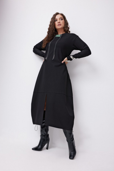 Бомбер, платье ElPaiz 1272 черный+зеленый - фото 3