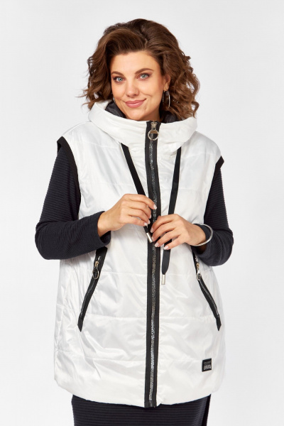 Стеганный жилет на молнии с капюшоном и утеплителем FeelGood Lady Secret 062 белый - фото 4
