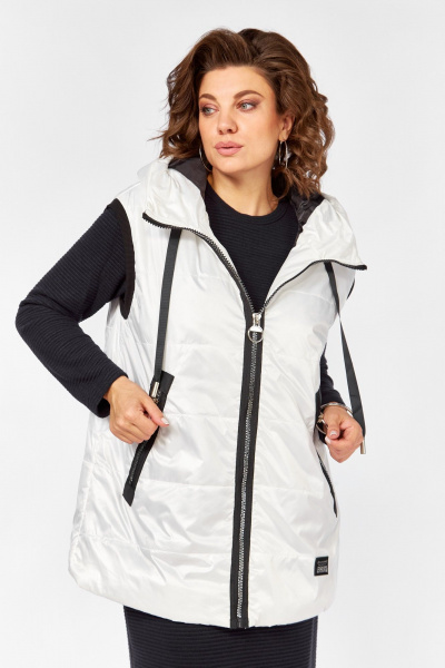 Стеганный жилет на молнии с капюшоном и утеплителем FeelGood Lady Secret 062 белый - фото 3