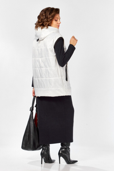 Стеганный жилет на молнии с капюшоном и утеплителем FeelGood Lady Secret 062 белый - фото 6