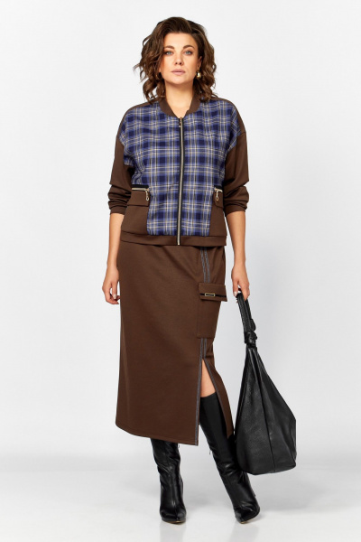 Бомбер, юбка Lady Secret 25220 клетка+шоколадный - фото 1