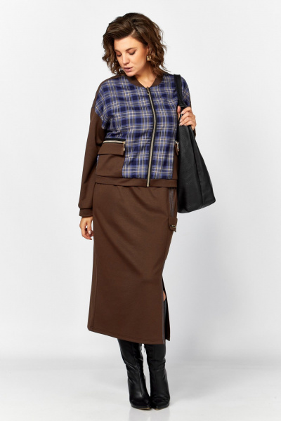 Бомбер, юбка Lady Secret 25220 клетка+шоколадный - фото 4