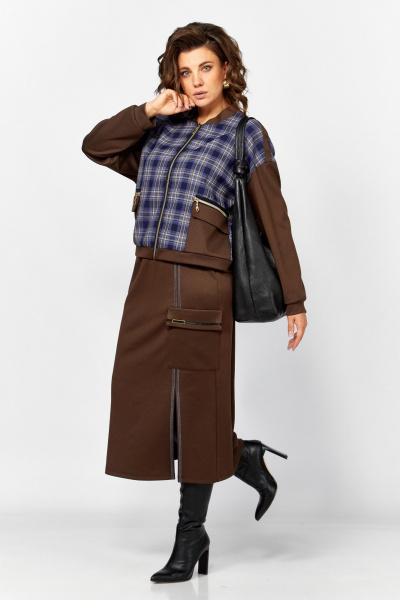 Бомбер, юбка Lady Secret 25220 клетка+шоколадный - фото 3