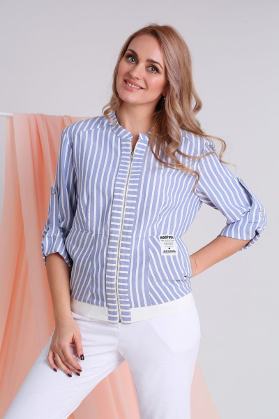 Брюки, жакет Ивелта плюс 2943 синия-полоска - фото 2