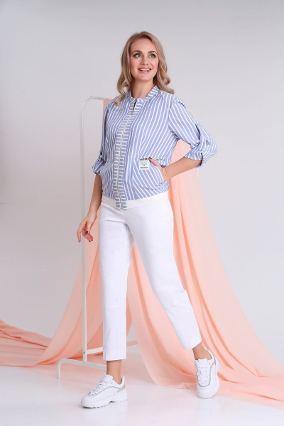 Брюки, жакет Ивелта плюс 2943 синия-полоска - фото 3