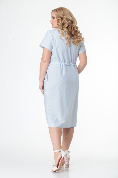 Мини-платье из хлопка с кулиской по талии и карманами Anelli 864 голубой - фото 11