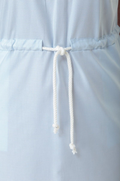 Мини-платье из хлопка с кулиской по талии и карманами Anelli 864 голубой - фото 6