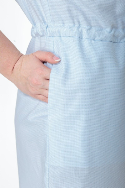 Мини-платье из хлопка с кулиской по талии и карманами Anelli 864 голубой - фото 5