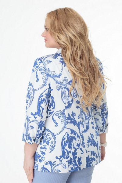 Жакет БелЭльСтиль 203 бело-голубой_узор - фото 3