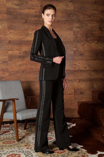 Брюки расширенные с застежкой на молнию из текстиля Nova Line 4482 чёрный - фото 1