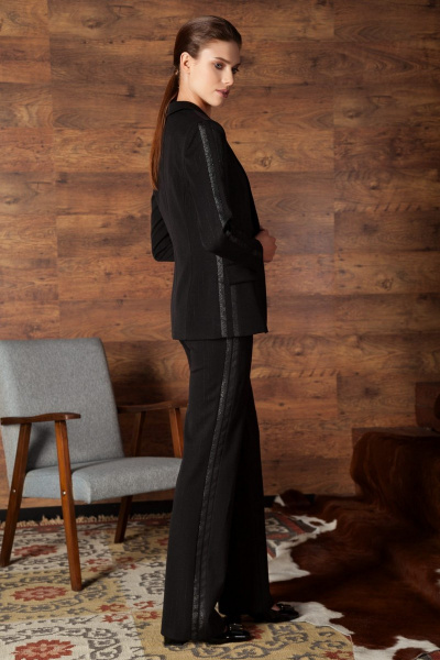 Брюки расширенные с застежкой на молнию из текстиля Nova Line 4482 чёрный - фото 2