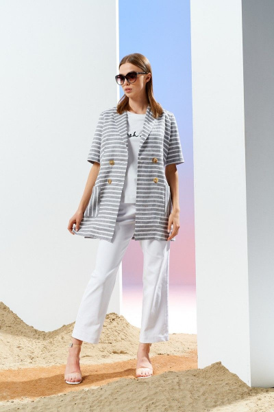 Жакет Prestige 4166/170 серо-белый - фото 3