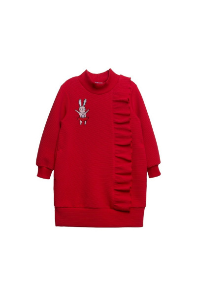 Платье-худи из трикотажа с воланом и вышивкой, Bell Bimbo 182060 красный - фото 1