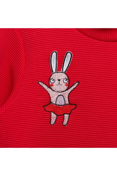 Платье-худи из трикотажа с воланом и вышивкой, Bell Bimbo 182060 красный - фото 3