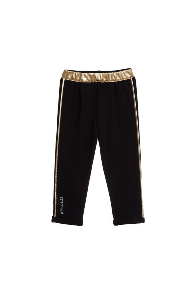 Брюки с лаке на контрастном поясе для девочки Bell Bimbo 182067 черный - фото 1