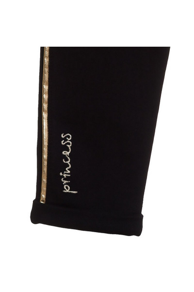 Брюки с лаке на контрастном поясе для девочки Bell Bimbo 182067 черный - фото 3