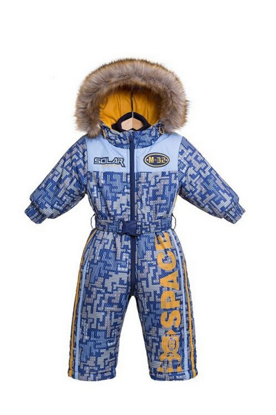 Комбинезон мальчика зимний с капюшоном и мехом Bell Bimbo 183167 набивка/синий - фото 1