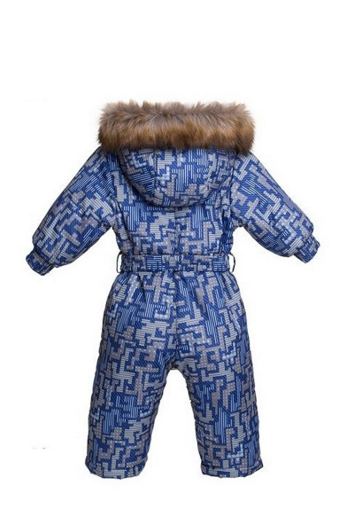 Комбинезон мальчика зимний с капюшоном и мехом Bell Bimbo 183167 набивка/синий - фото 2