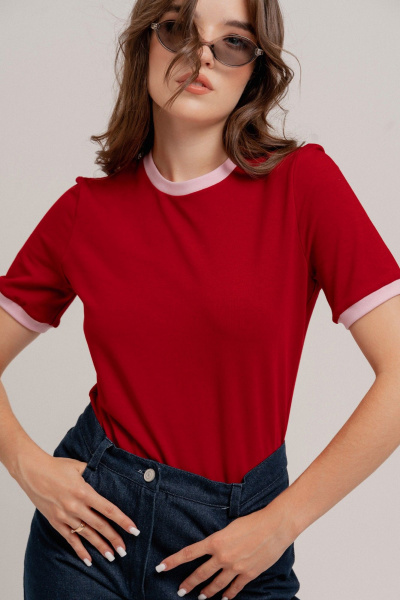 Джемпер JRSy 2621 винный+розовый - фото 1