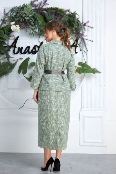 Жакет, пояс, юбка Anastasia 507 олива. - фото 7