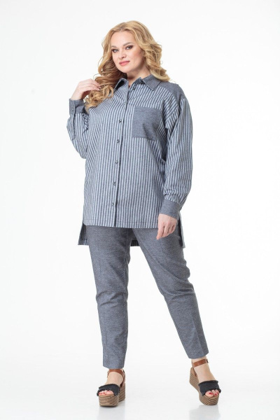 Демисезонные блуза и брюки из хлопка в полоску Anelli 996 серый+полоска - фото 10