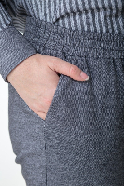 Демисезонные блуза и брюки из хлопка в полоску Anelli 996 серый+полоска - фото 6
