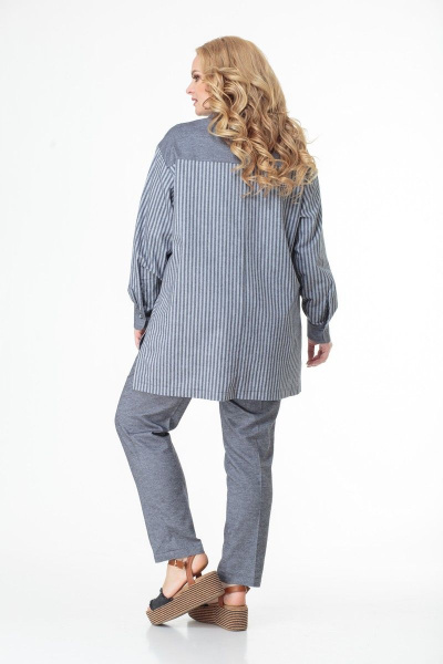 Демисезонные блуза и брюки из хлопка в полоску Anelli 996 серый+полоска - фото 2