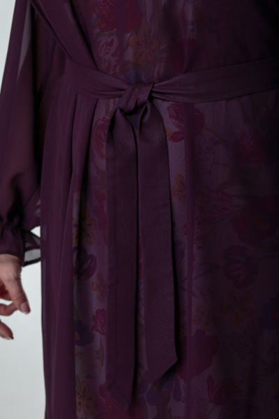 Платье-двойка из шифона и трикотажа с оборкой Anelli 1001 малина - фото 13