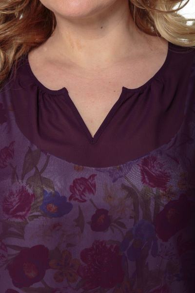 Платье-двойка из шифона и трикотажа с оборкой Anelli 1001 малина - фото 12