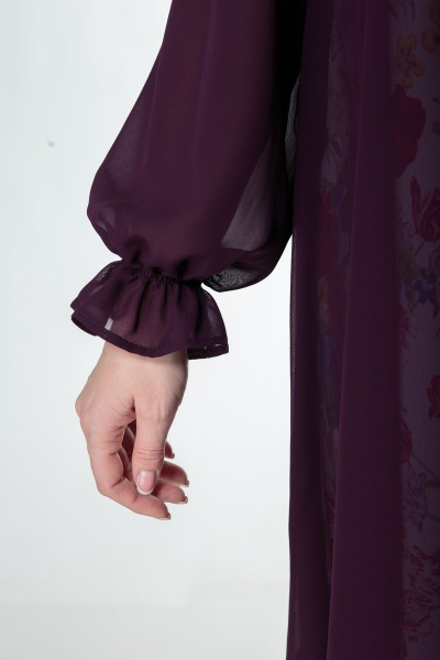 Платье-двойка из шифона и трикотажа с оборкой Anelli 1001 малина - фото 11