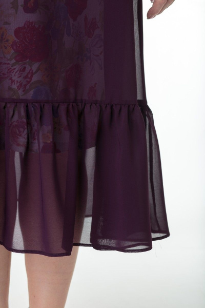 Платье-двойка из шифона и трикотажа с оборкой Anelli 1001 малина - фото 10