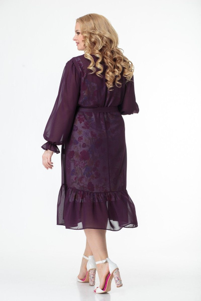Платье-двойка из шифона и трикотажа с оборкой Anelli 1001 малина - фото 6