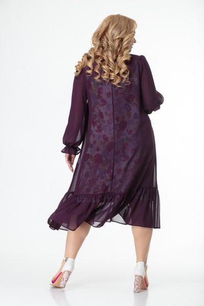 Платье-двойка из шифона и трикотажа с оборкой Anelli 1001 малина - фото 4