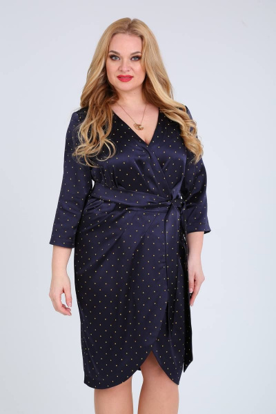 Демисезонное платье из стрейч атласа с запахом SVT-fashion 555 - фото 2