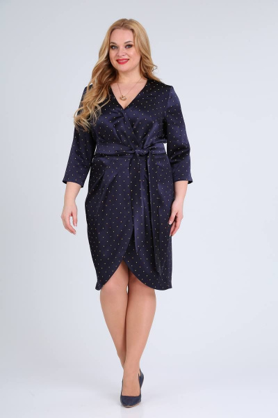 Демисезонное платье из стрейч атласа с запахом SVT-fashion 555 - фото 1