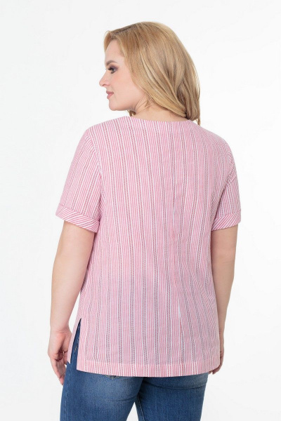 Блуза с вышивкой в полоску из хлопка для летнего образа Slaviaelit 469 полоска_красный - фото 2
