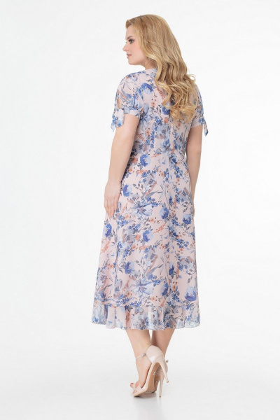 Платье в стиле на каждый день с воланом и коротким рукавом Slaviaelit 479 пудра - фото 2