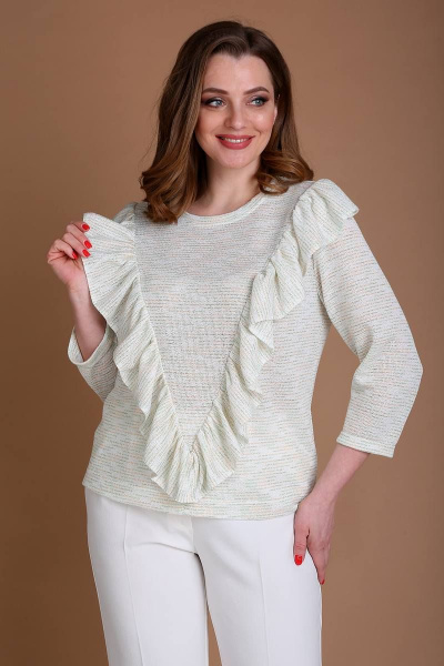 Демисезонный женский комплект блуза и брюки с текстилем Liona Style 788 - фото 3