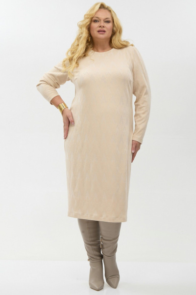 Платье Your size 2262 бежевый - фото 7