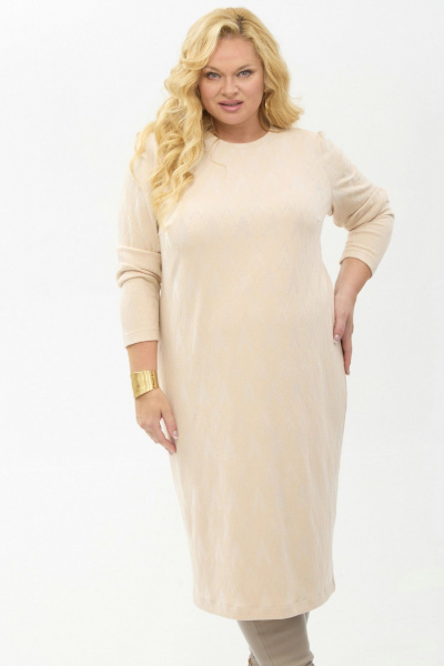 Платье Your size 2262 бежевый - фото 5