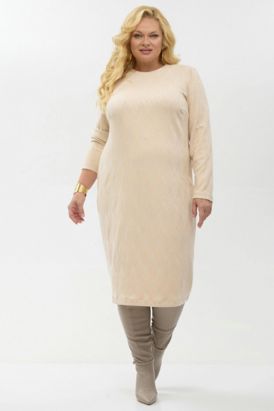 Платье Your size 2262 бежевый - фото 4
