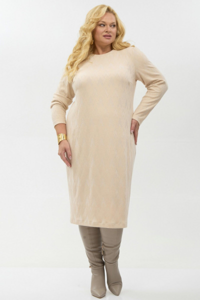 Платье Your size 2262 бежевый - фото 2