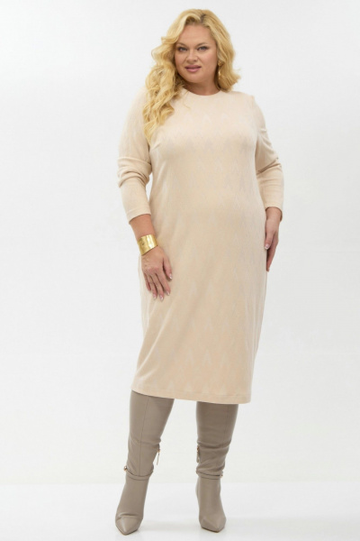 Платье Your size 2262 бежевый - фото 1