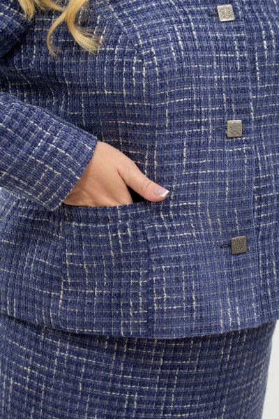 Жакет, юбка Your size 2266 синий+бежевый - фото 7